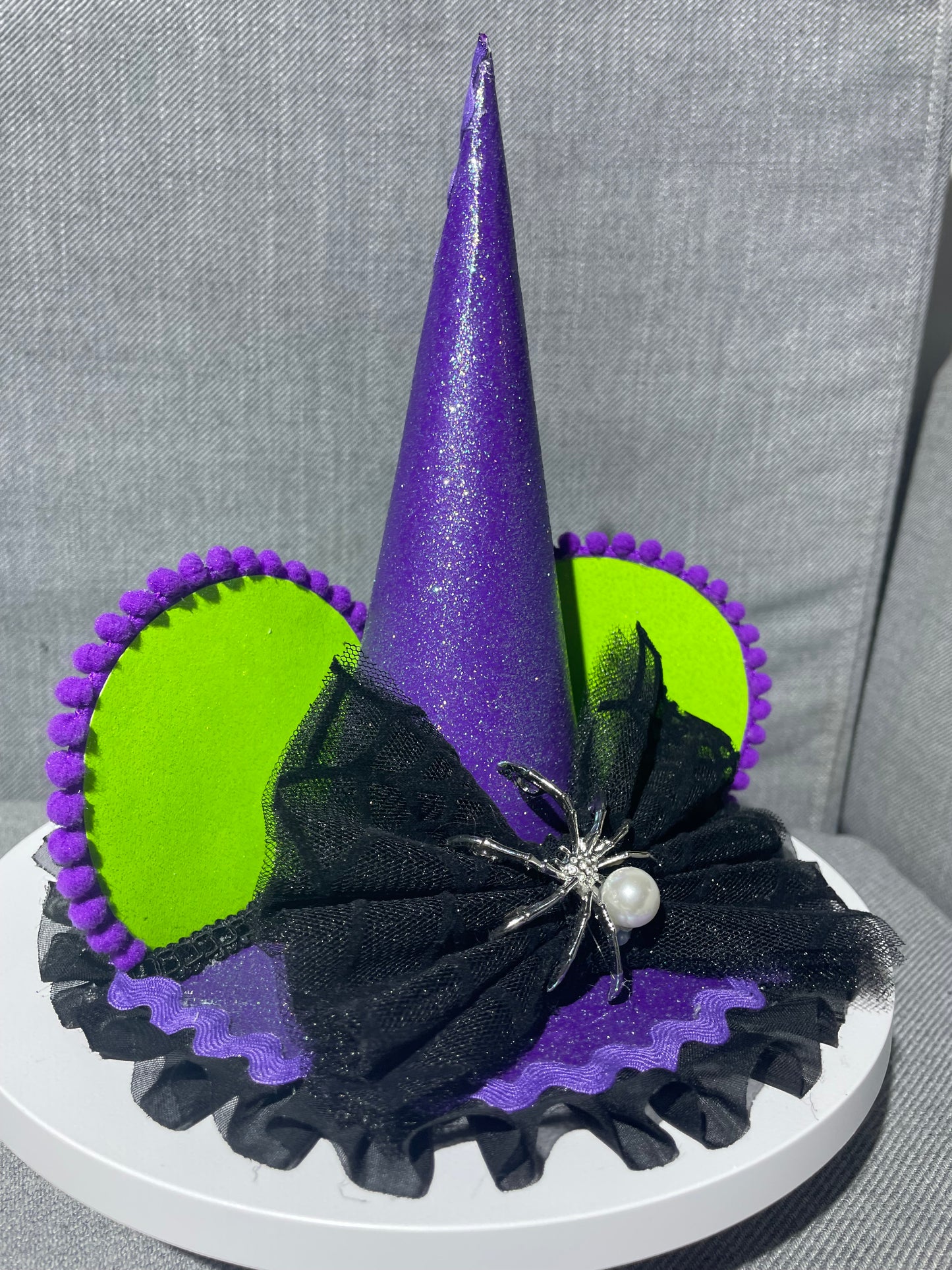 Halloween Minnie Inspired Witch Hat Green / Purple
