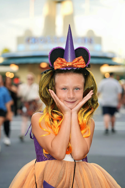 Halloween Minnie Inspired Witch Hat Orange / Purple