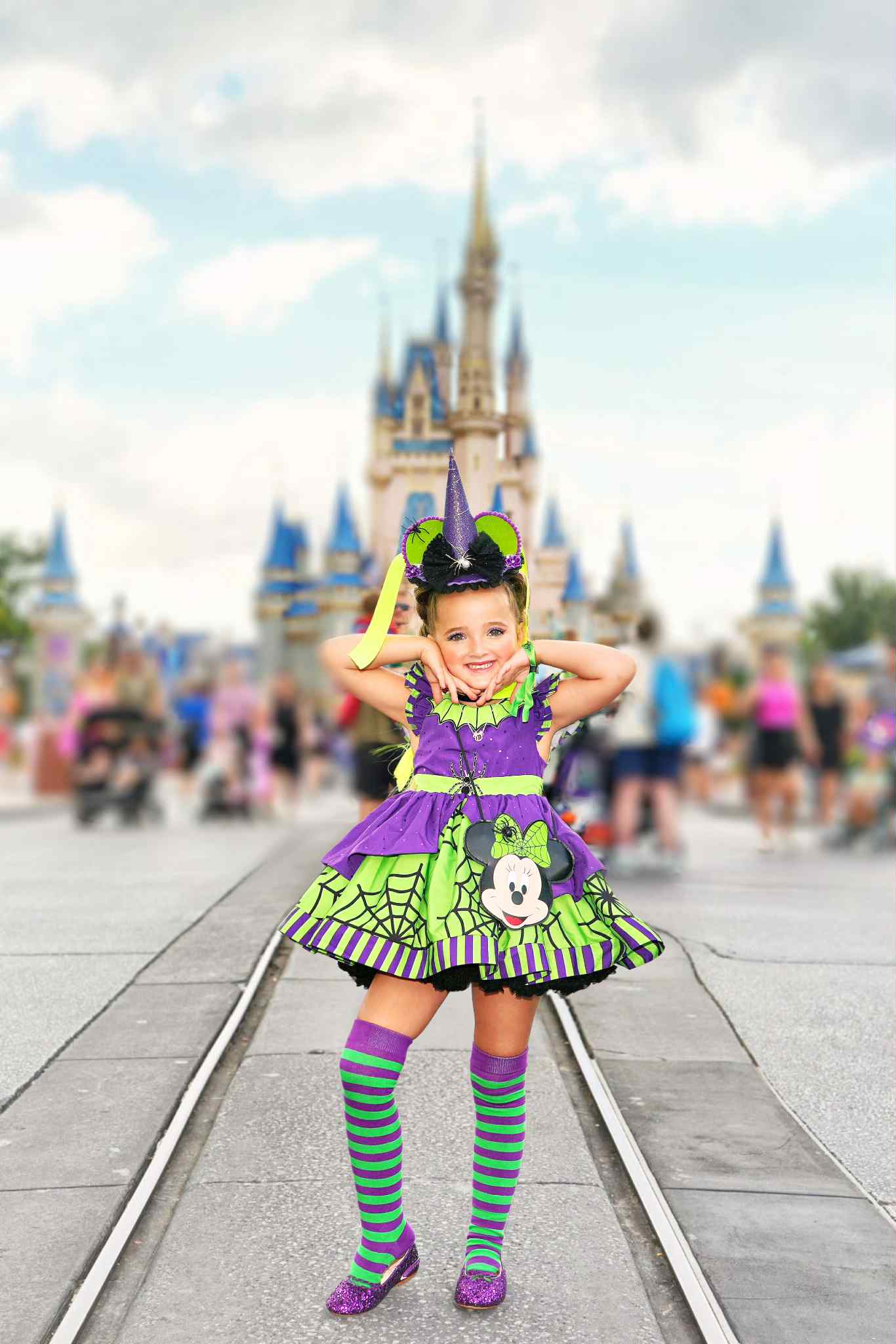 Halloween Minnie Inspired Witch Hat Green / Purple