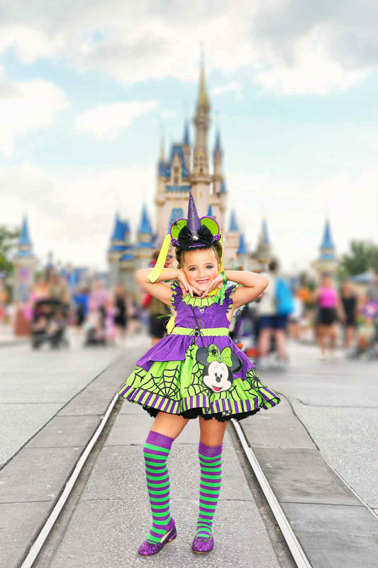 Halloween Minnie Inspired Witch Hat Green / Purple